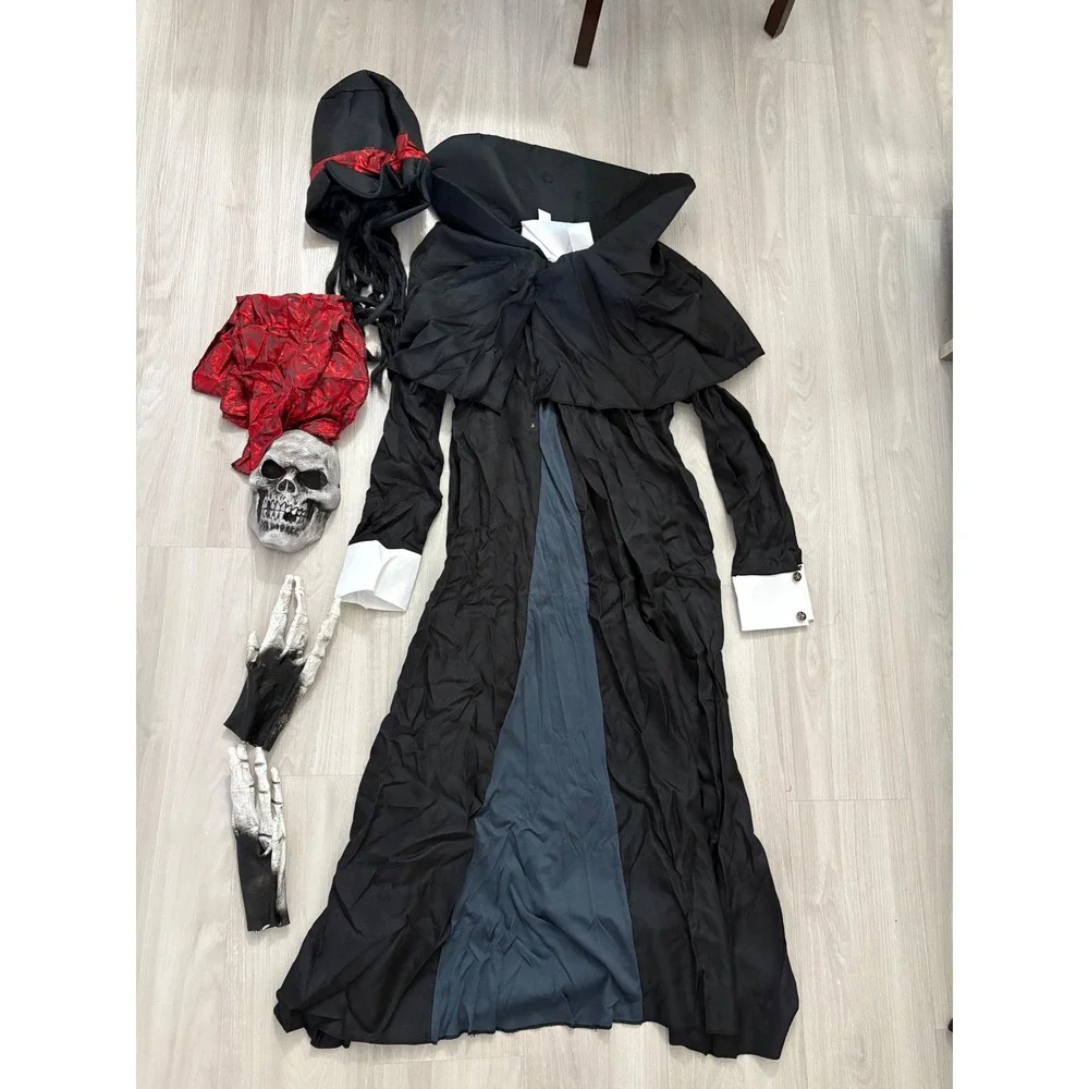 Dapper Death Boys Costume Child Large 7 Pcs Halloween Skeleton Reaper Size L